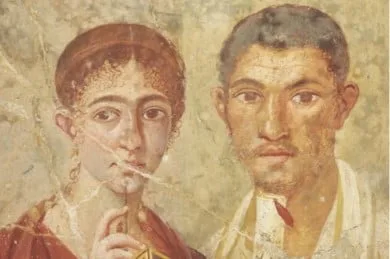 Pompee 'ide yaşayan bir kadın ve fırıncı bir adam görseli